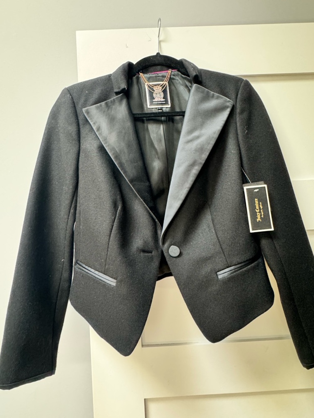 Juicy Couture Black Satin-Lapel Blazer